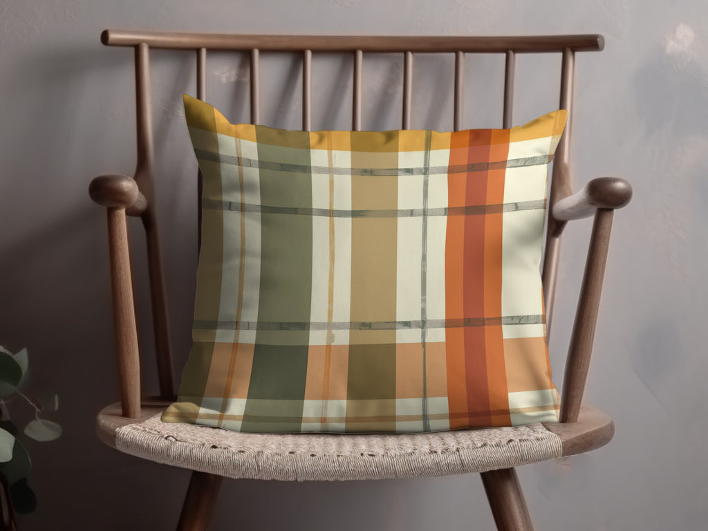 Cozy Autumn Plaid Pattern Pillow for Home Decor