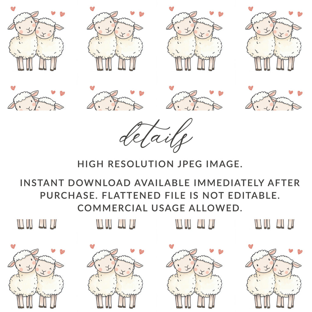 Sweet Cartoon Sheep Love Hearts Clipart Digital File product type