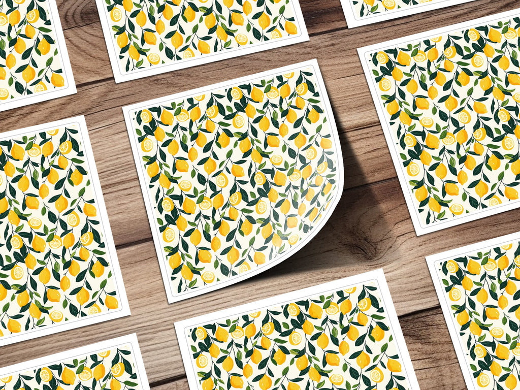 Vibrant Lemon Pattern Decorative Sheet Sticker Set
