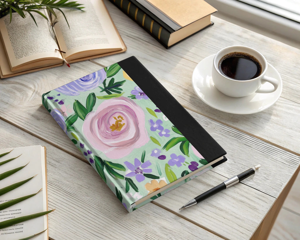 Fine Art Floral Seamless Pattern, Acrylic Floral Print, Pastel Flowers Digital Paper, Mint Green Floral Pattern, Fabric Design