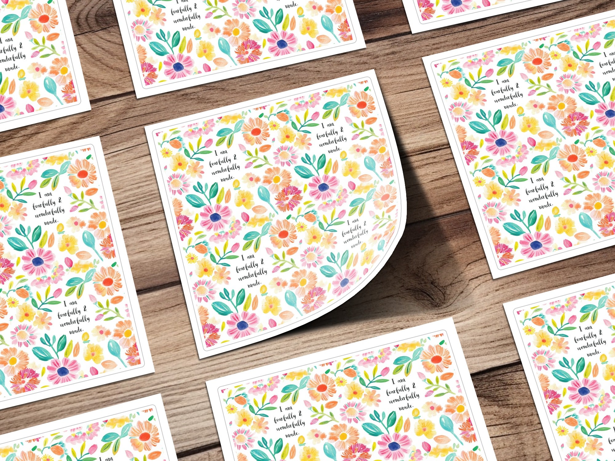 Floral Inspirational Print I Am Fearfully & Wonderfully Made
