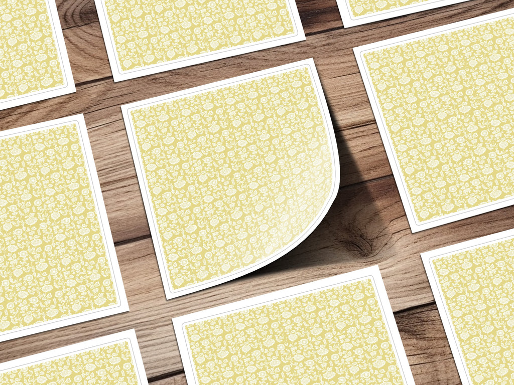 Yellow Floral Pattern Design Square Art Prints
