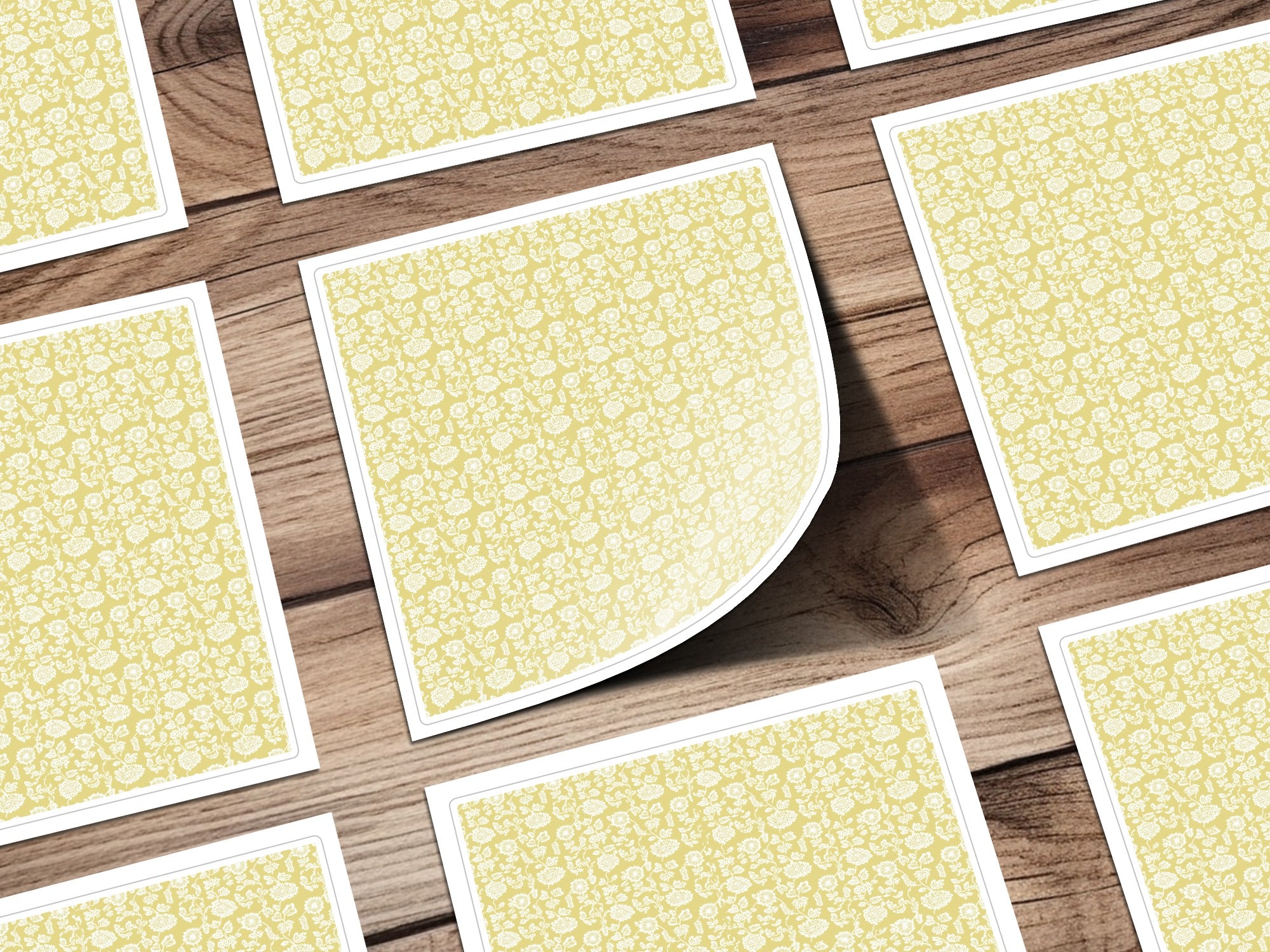 Yellow Floral Pattern Design Square Art Prints