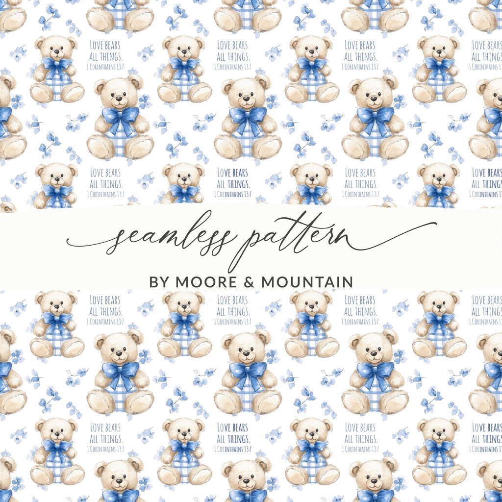 Love Bears All Things 1 Corinthians 13:7 seamless pattern