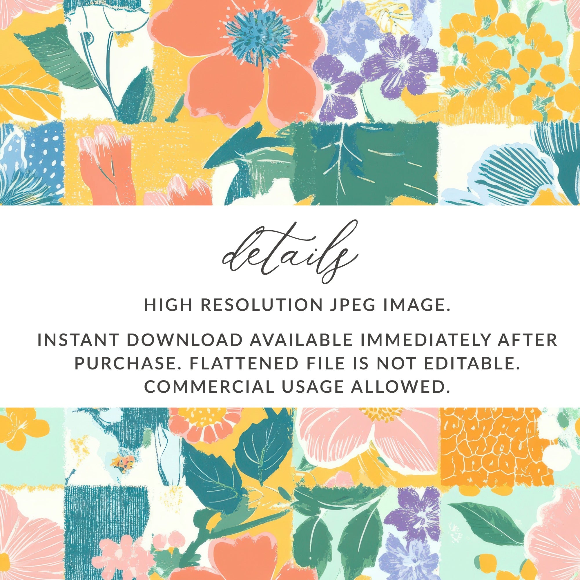 High Resolution Colorful Floral JPEG Instant Download Image