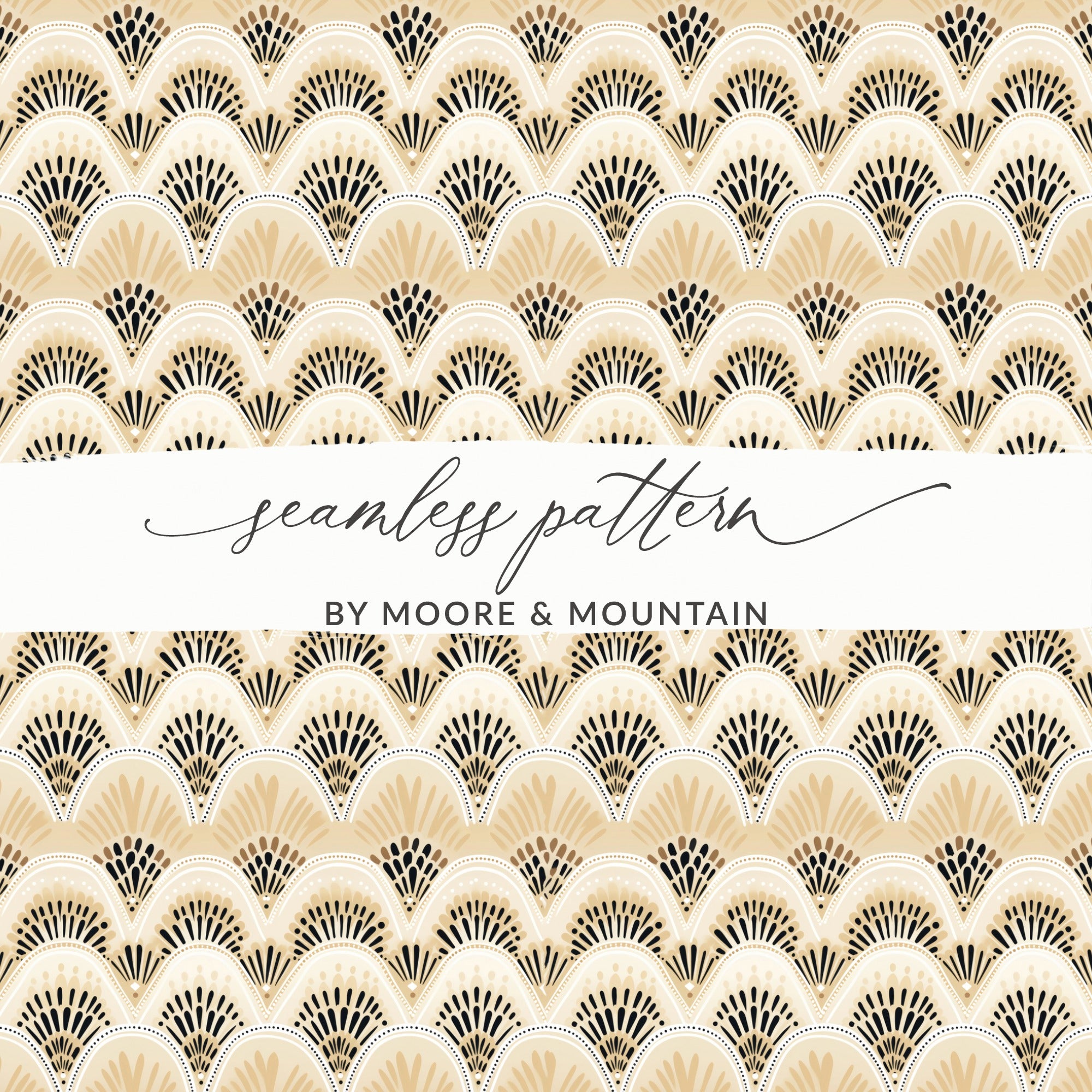 Elegant Neutral Art Deco Fan Seamless Pattern Design