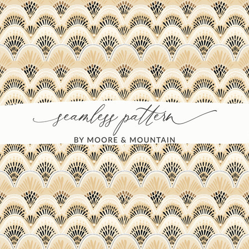 Elegant Neutral Art Deco Fan Seamless Pattern Design