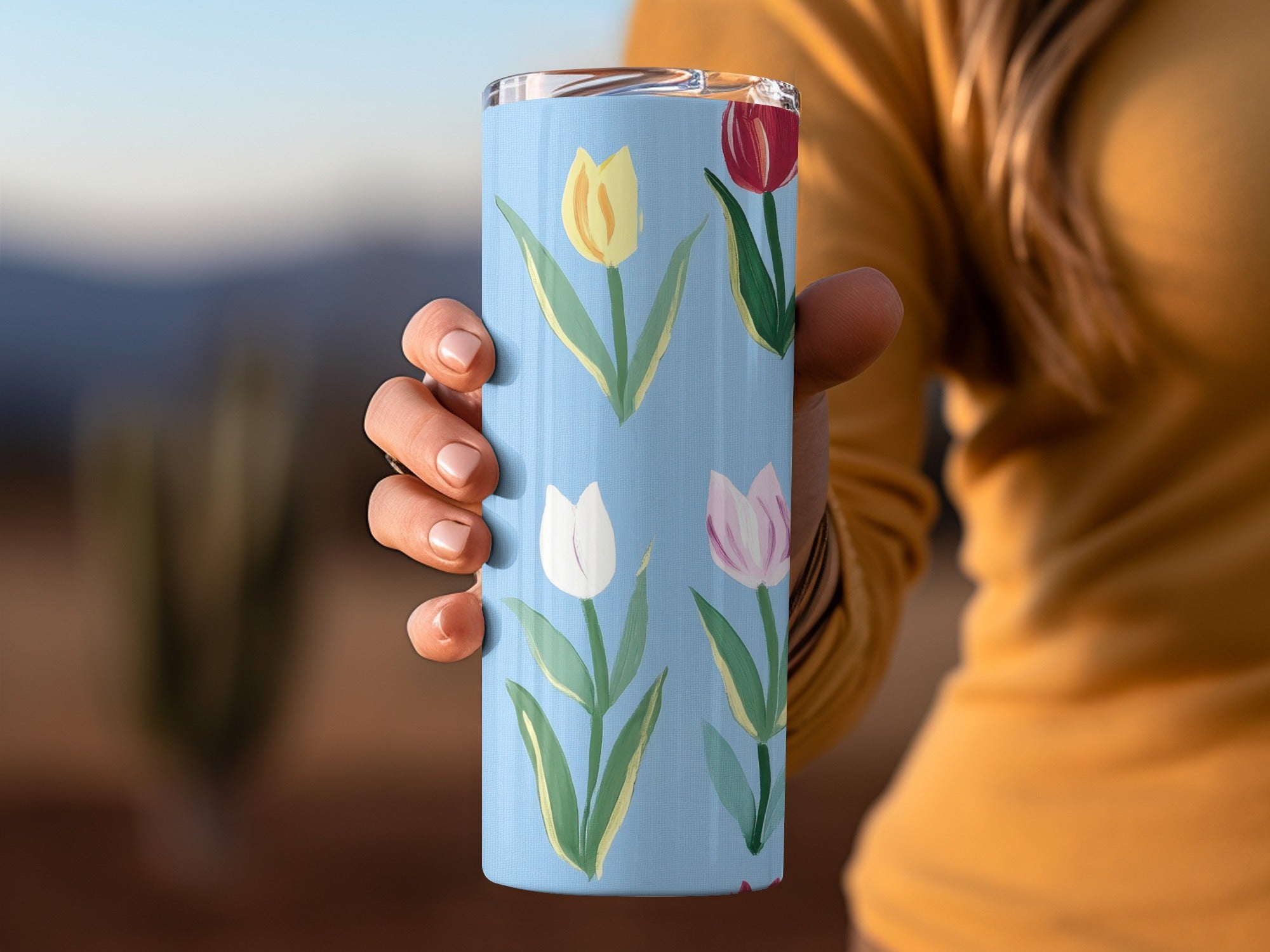 Painted Tulips Repeating Background Pattern Commercial Use