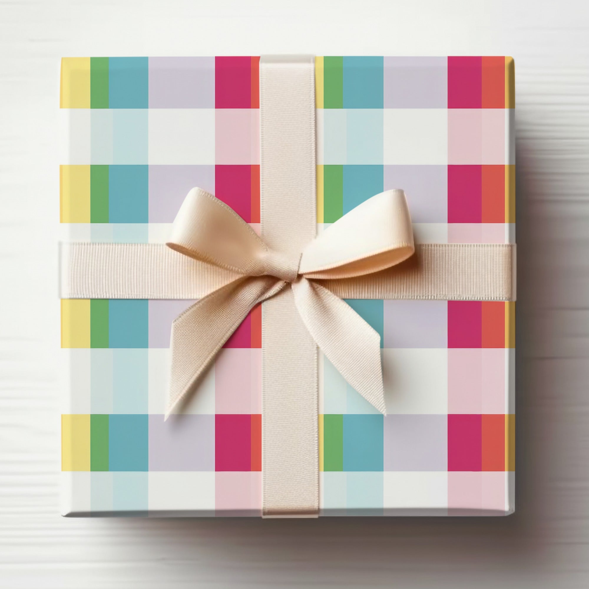 Colorful Plaid Gift Box with Elegant Ribbon Packaging