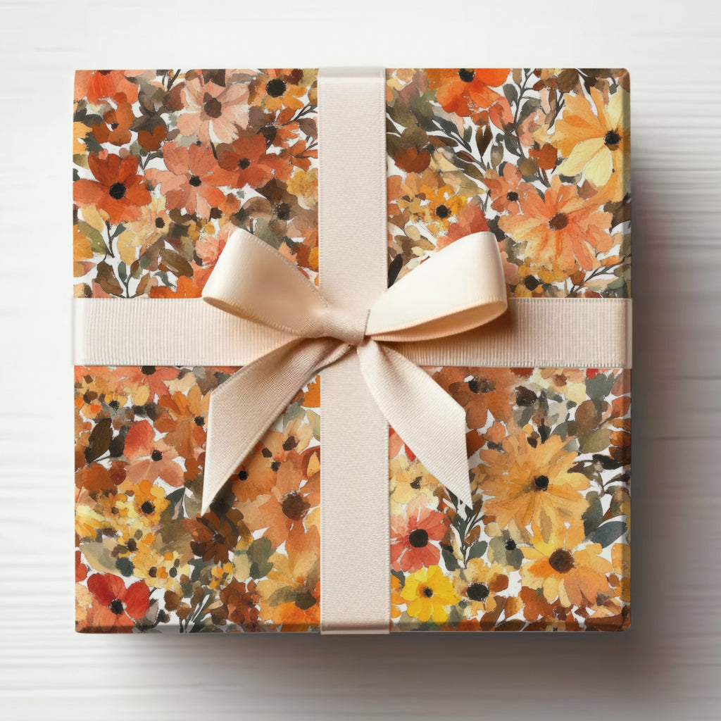 Floral Gift Box with Peach Ribbon for All Occasions