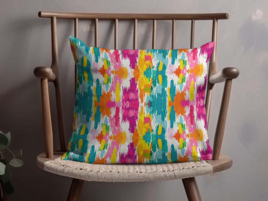 Vibrant Multicolor Abstract Print Decorative Throw Pillow