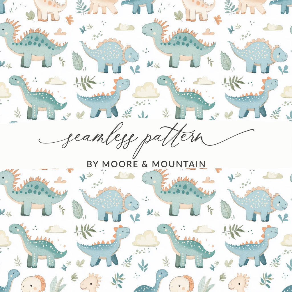Cute Dinosaur Seamless Pattern by Moore & Mountain