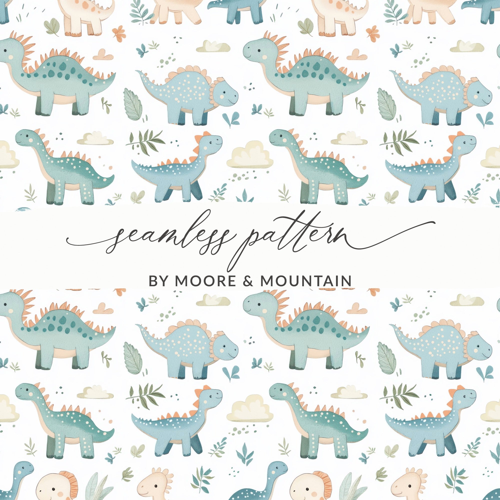 Cute Dinosaur Seamless Pattern by Moore & Mountain