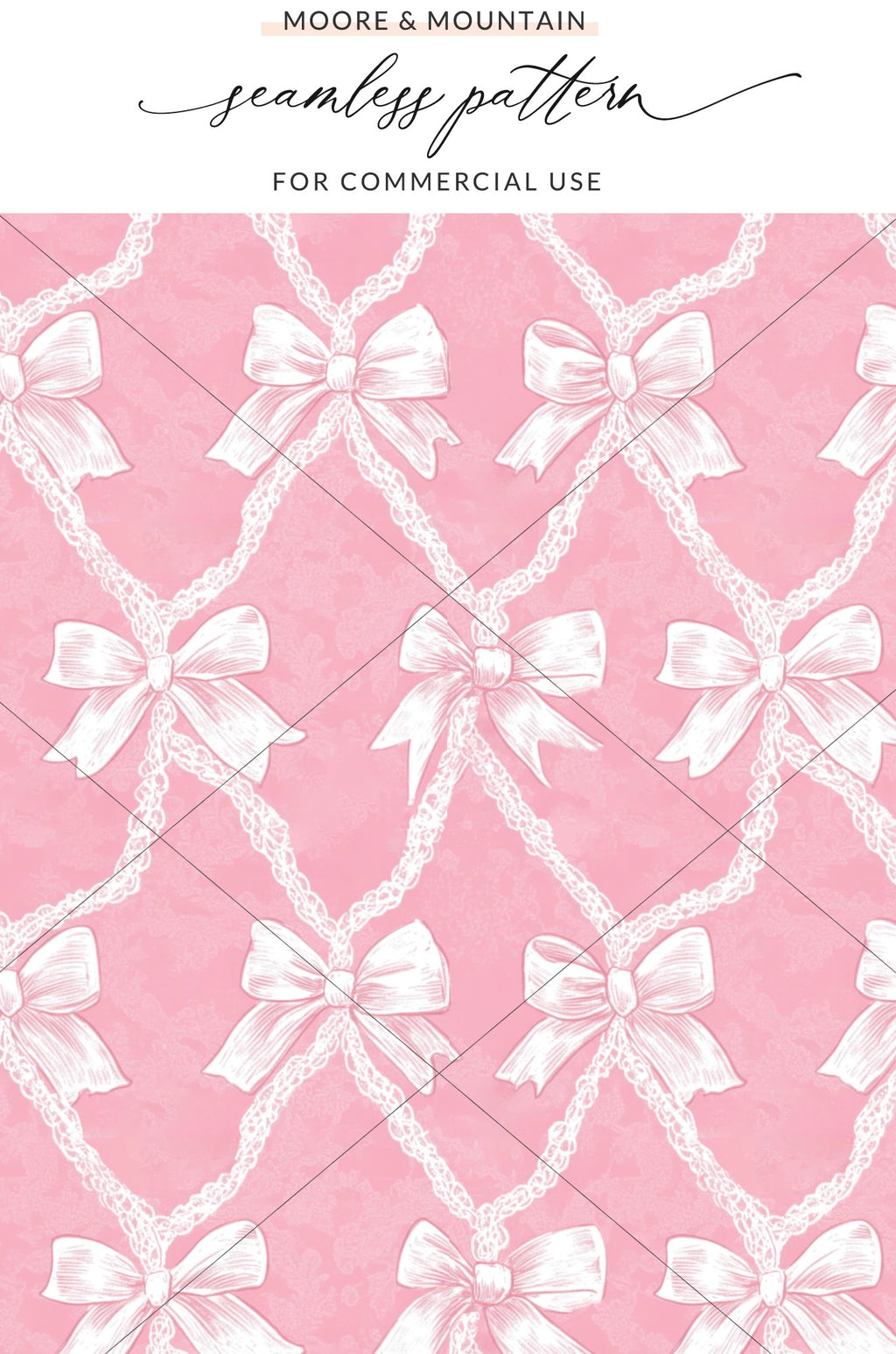 Pink and White Bow Tie Seamless Pattern for Commercial Use
