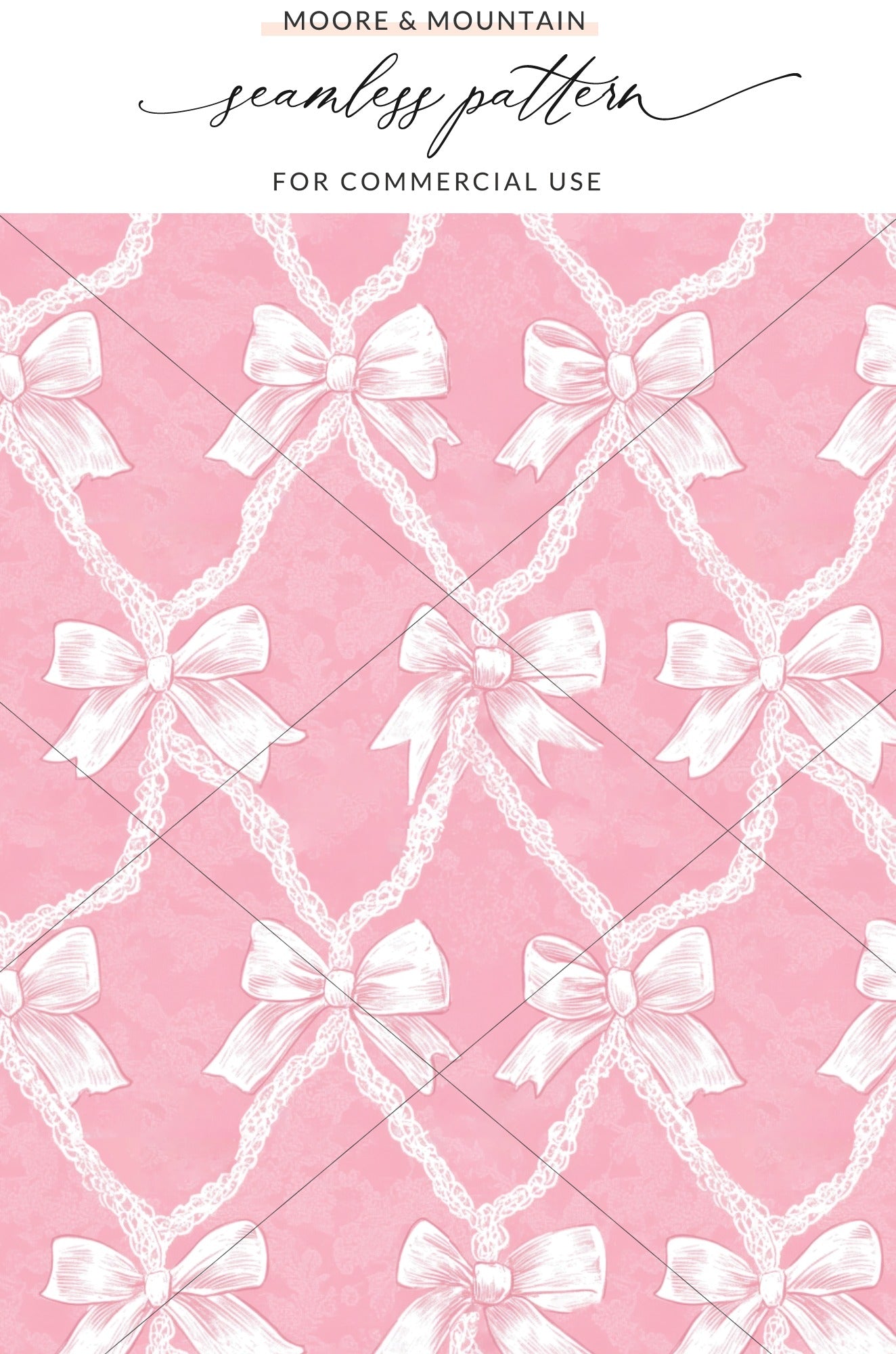 Pink and White Bow Tie Seamless Pattern for Commercial Use