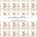 Seamless Pattern Cute Watercolor Bunny Rabbits Floral product type