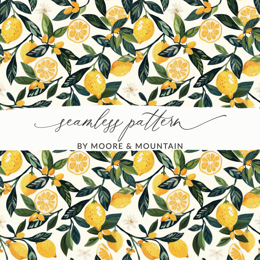 Lemon and Leaf Seamless Pattern By Moore & Mountain