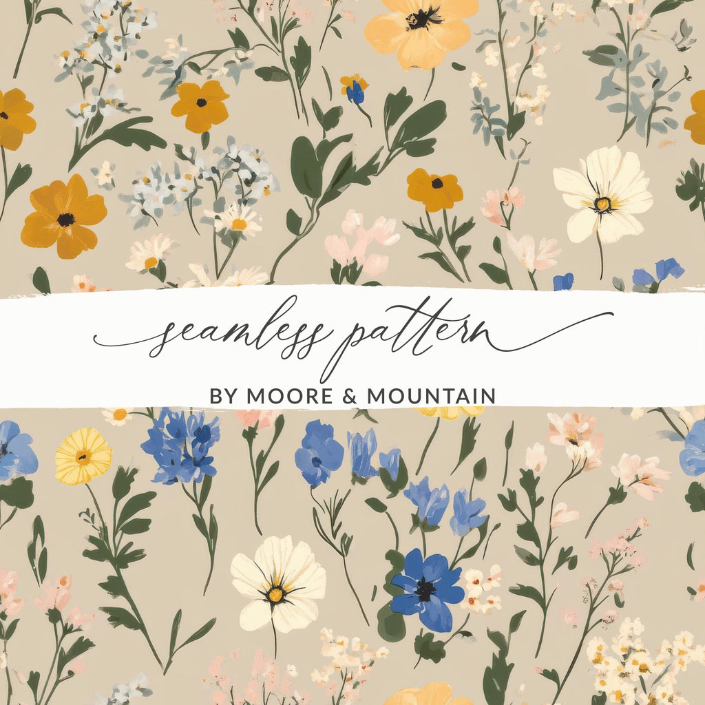 Moore and Mountain Floral Seamless Pattern Design
