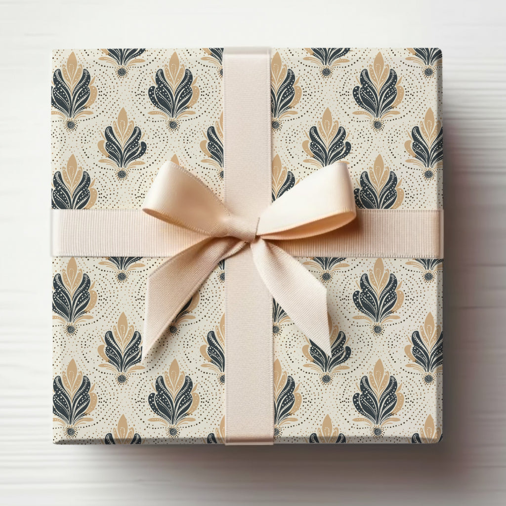 Elegant Patterned Gift Box with Beige Ribbon for any occasion