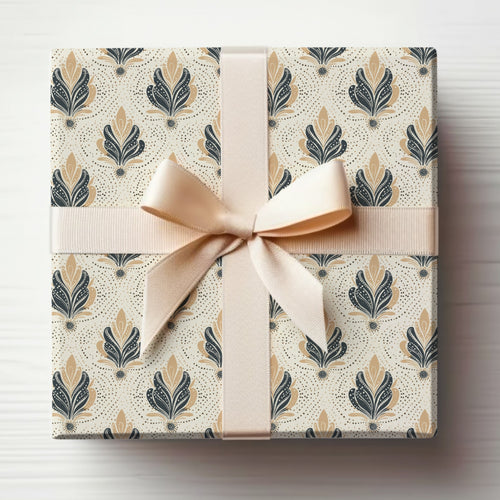 Elegant Patterned Gift Box with Beige Ribbon for any occasion