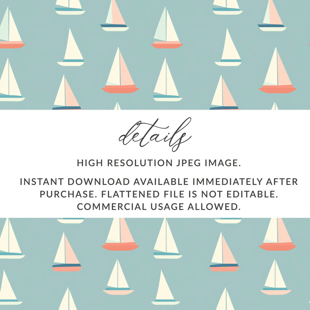 Nautical Sailboat Seamless Pattern Digital Paper, Coastal Design, Yacht Print, Ocean Theme, Fabric Design, Printable Background, Digital