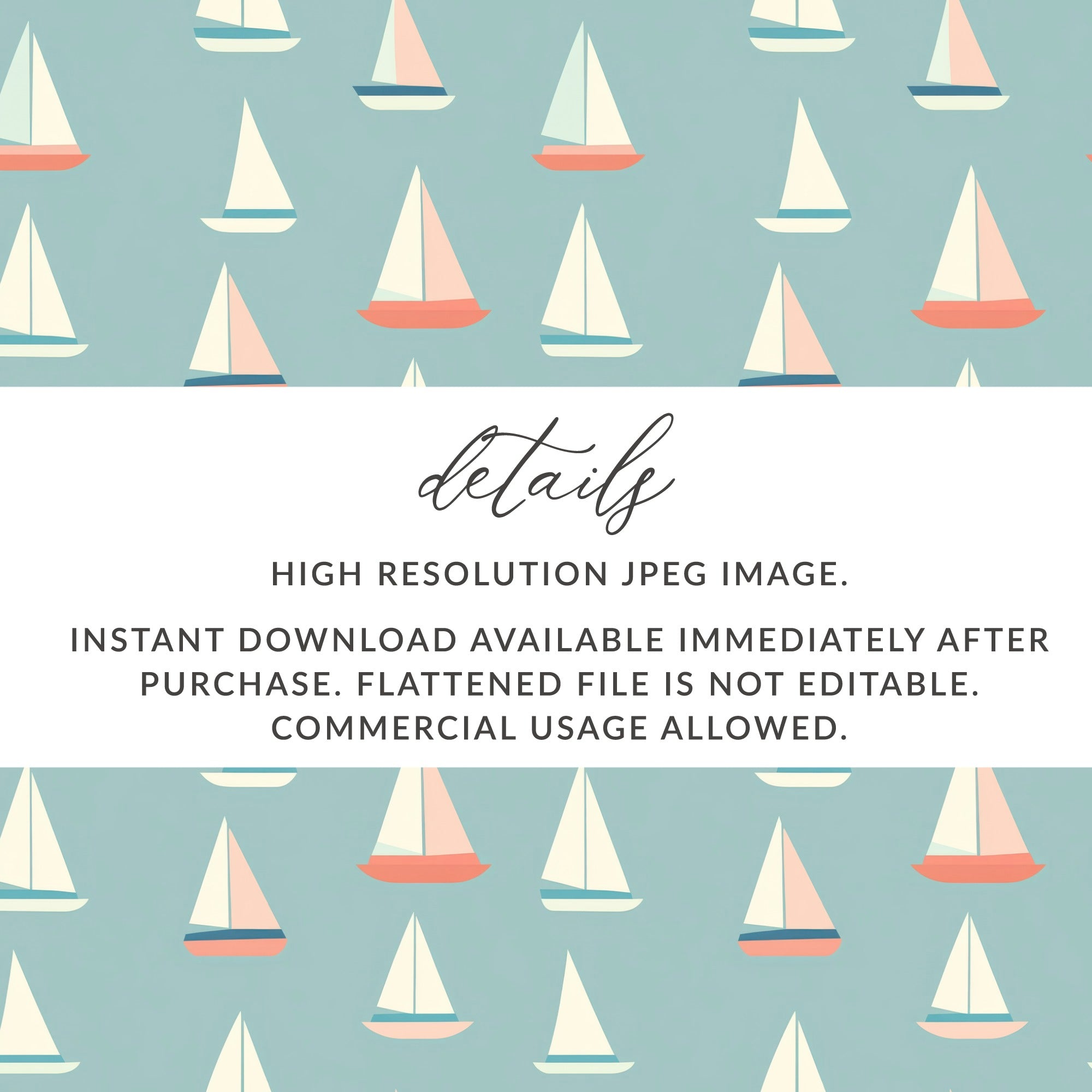 Nautical Sailboat Seamless Pattern Digital Paper, Coastal Design, Yacht Print, Ocean Theme, Fabric Design, Printable Background, Digital