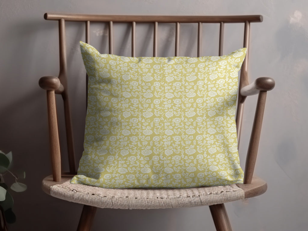 Yellow Floral Pattern Throw Pillow Product