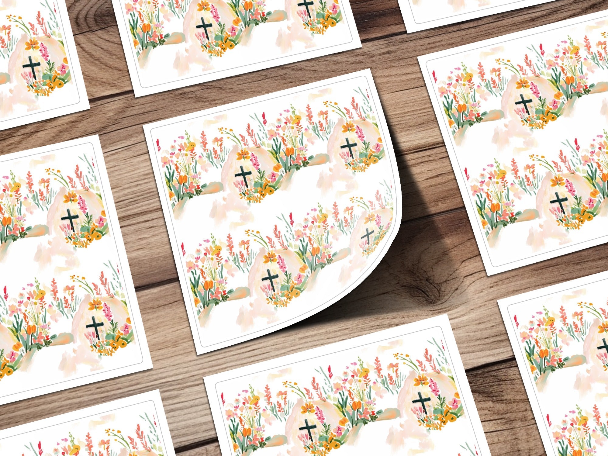 Easter Cross Seamless Digital Paper, Floral Cross Pattern, Watercolor Flower Background, Faith Based Design, Religious Surface Pattern - Moore and Mountain