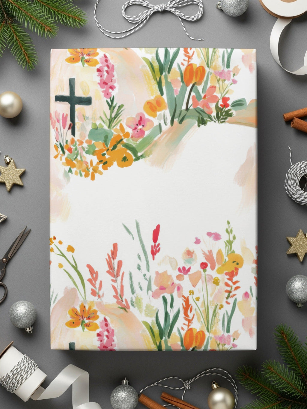 Easter Cross Seamless Digital Paper, Floral Cross Pattern, Watercolor Flower Background, Faith Based Design, Religious Surface Pattern - Moore and Mountain