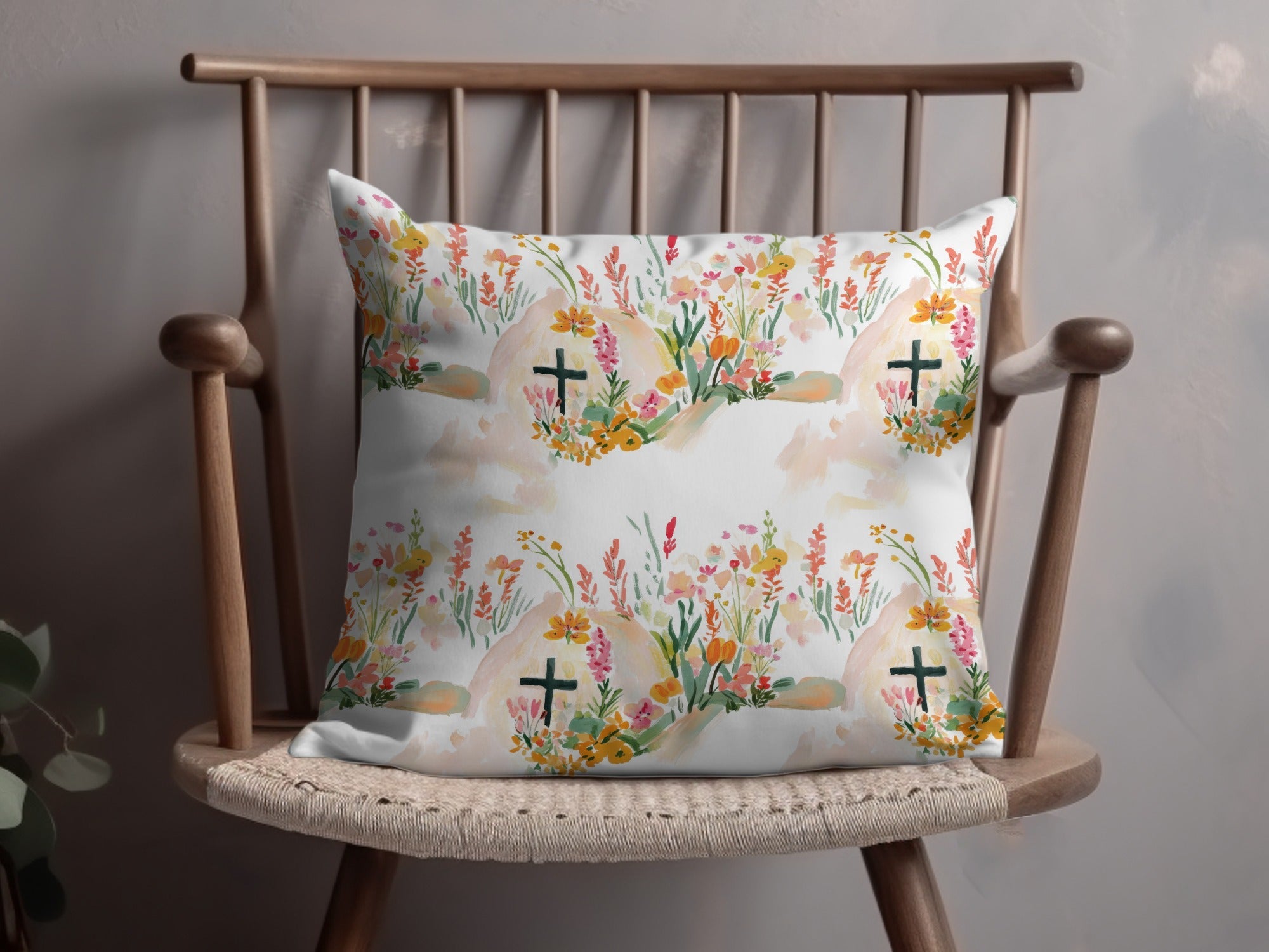 Easter Cross Seamless Digital Paper, Floral Cross Pattern, Watercolor Flower Background, Faith Based Design, Religious Surface Pattern - Moore and Mountain