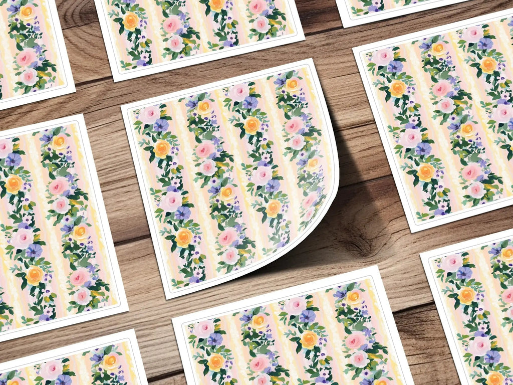 Easter Floral Digital Paper, Roses Seamless Pattern, Flower Digital Download, Fabric Design, Light Spring Flower Stripes Floral Striped - Moore and Mountain