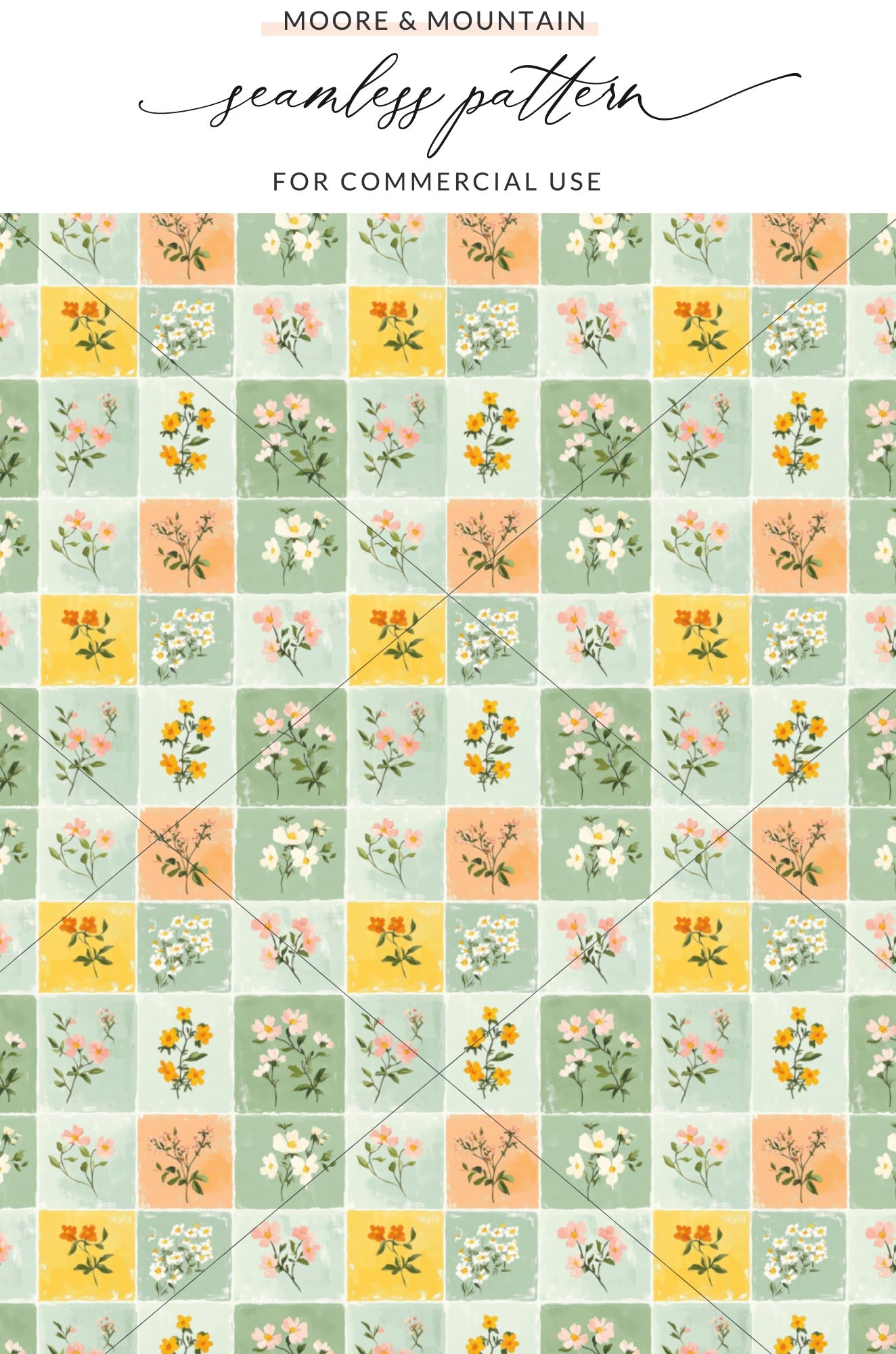 Seamless Floral Square Pattern for Commercial Use
