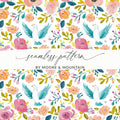 Floral and White Bird Colorful Seamless Pattern Design