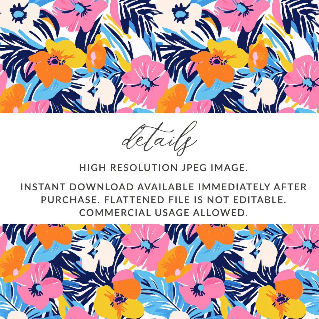Floral pattern background with details about instant download JPEG.