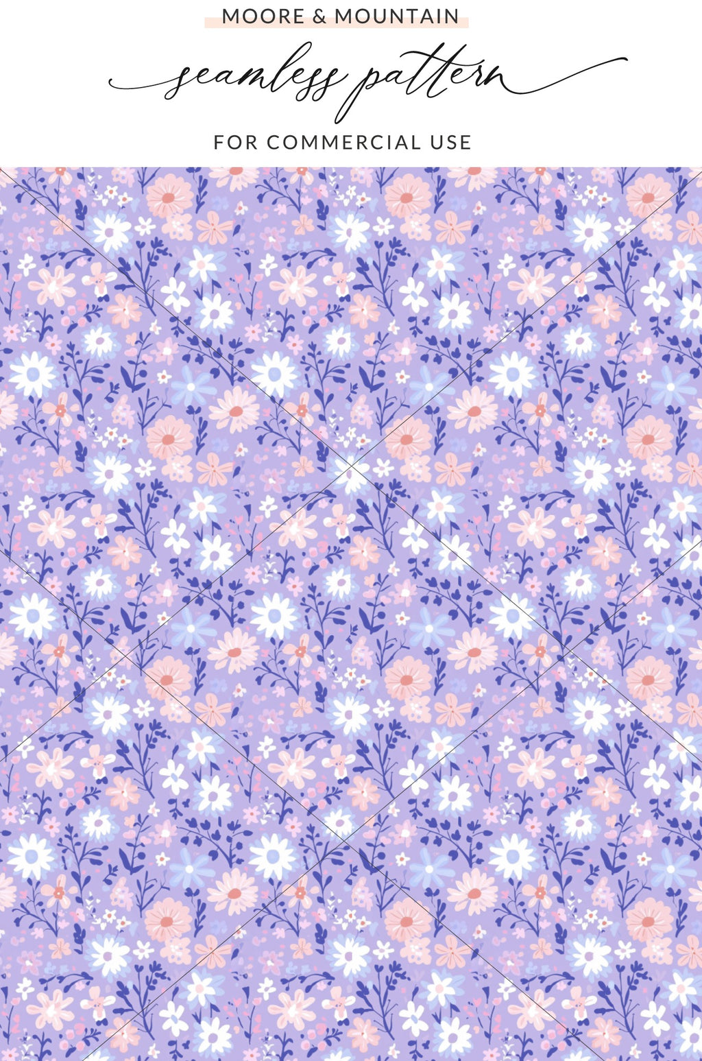 Whimsical Lavender Floral Seamless Pattern For Commercial Use product type
