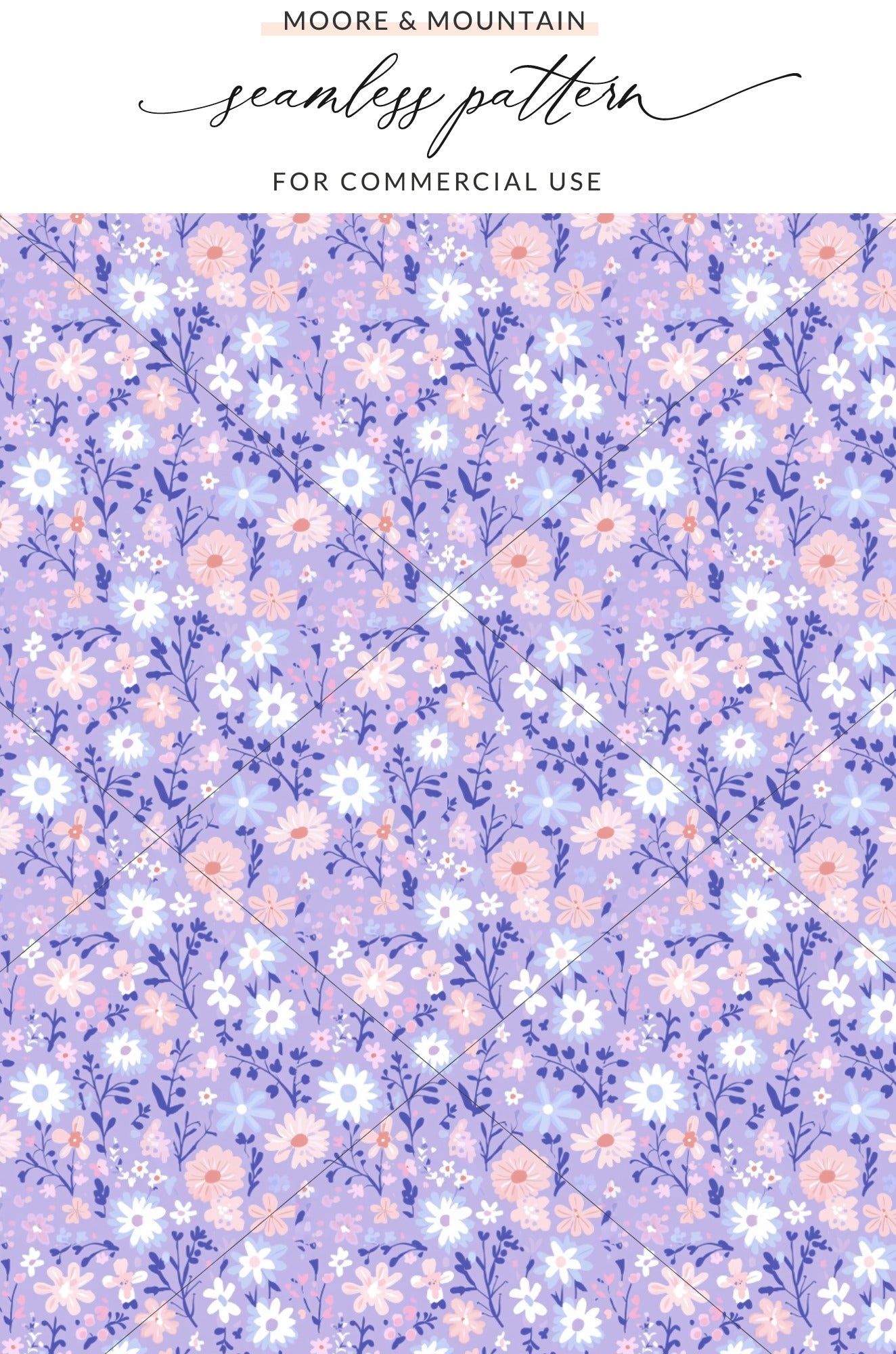 Whimsical Lavender Floral Seamless Pattern For Commercial Use product type