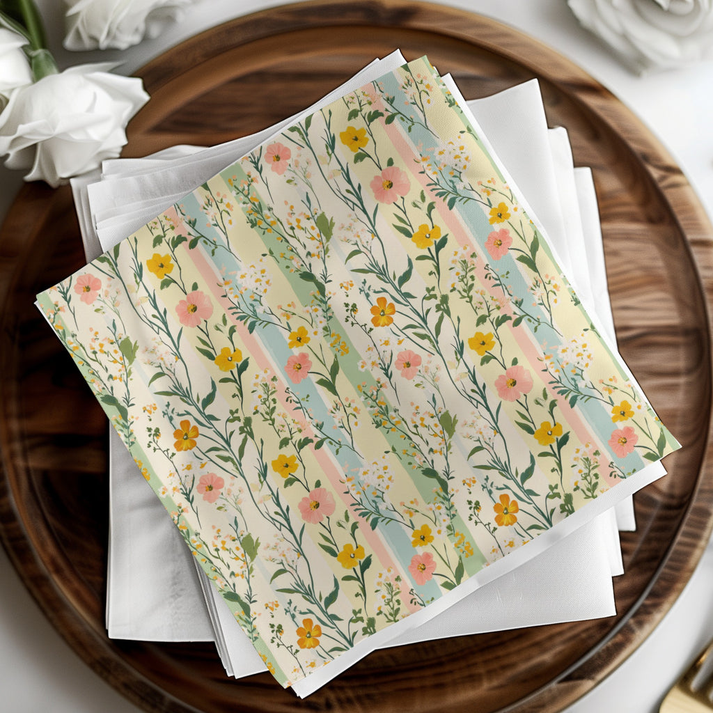 Floral Pattern Cloth Napkins with Yellow and Pink Flowers