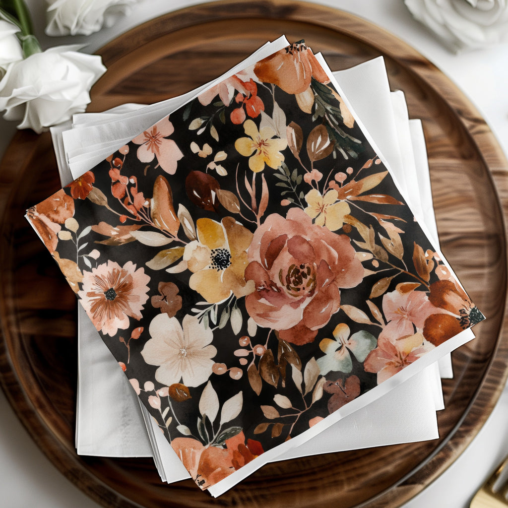 Elegant Floral Patterned Napkin with Artistic Designs