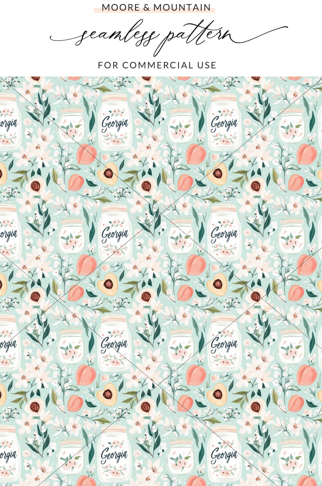Georgia Floral Peach Seamless Pattern for Commercial Use