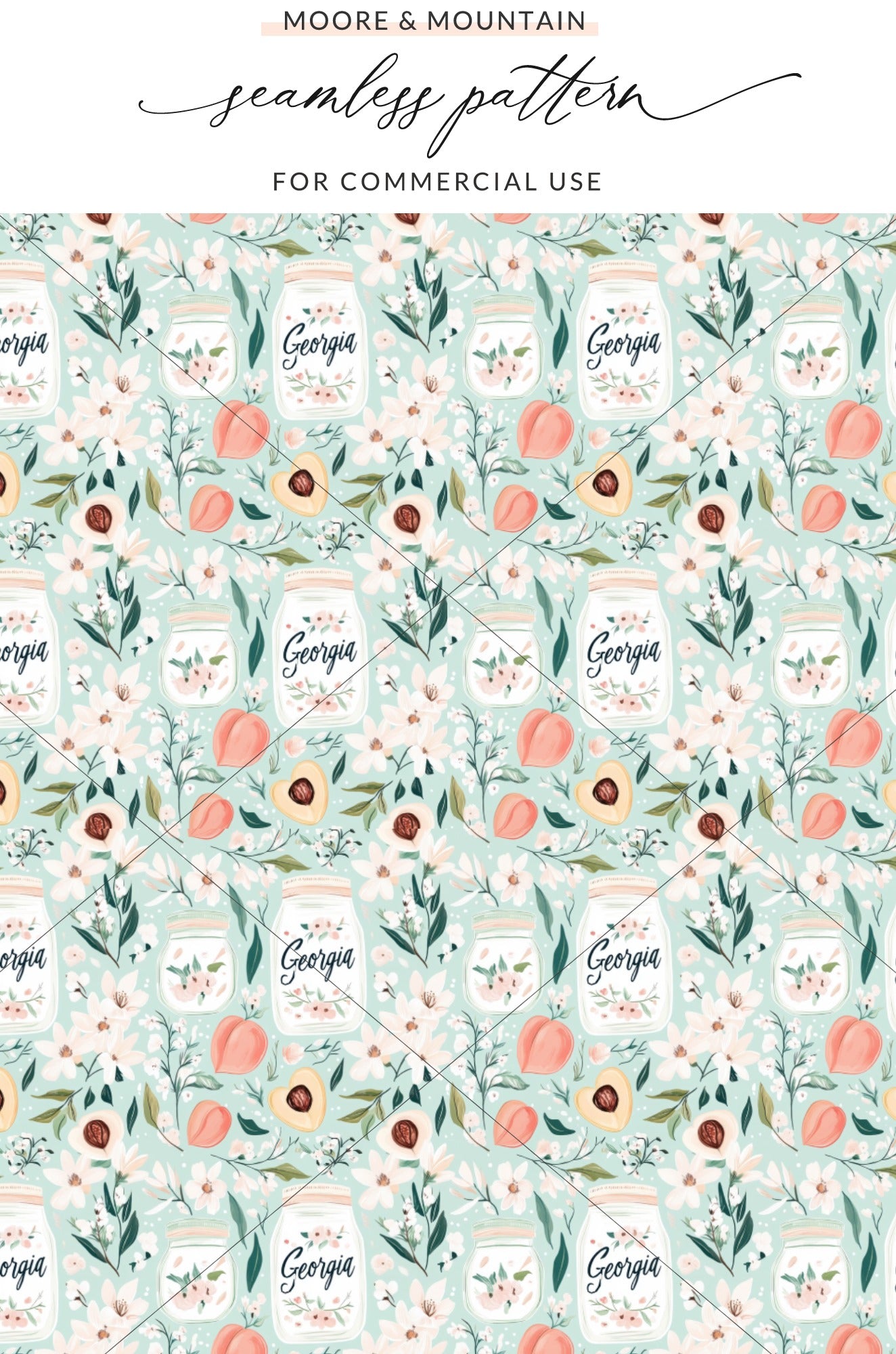 Georgia Floral Peach Seamless Pattern for Commercial Use
