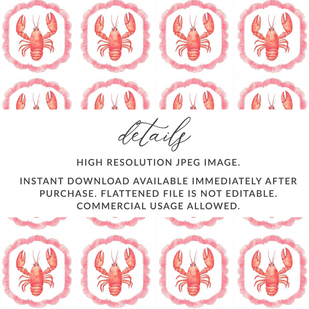 Red Lobster Pink Scallop Border Digital Pattern product type