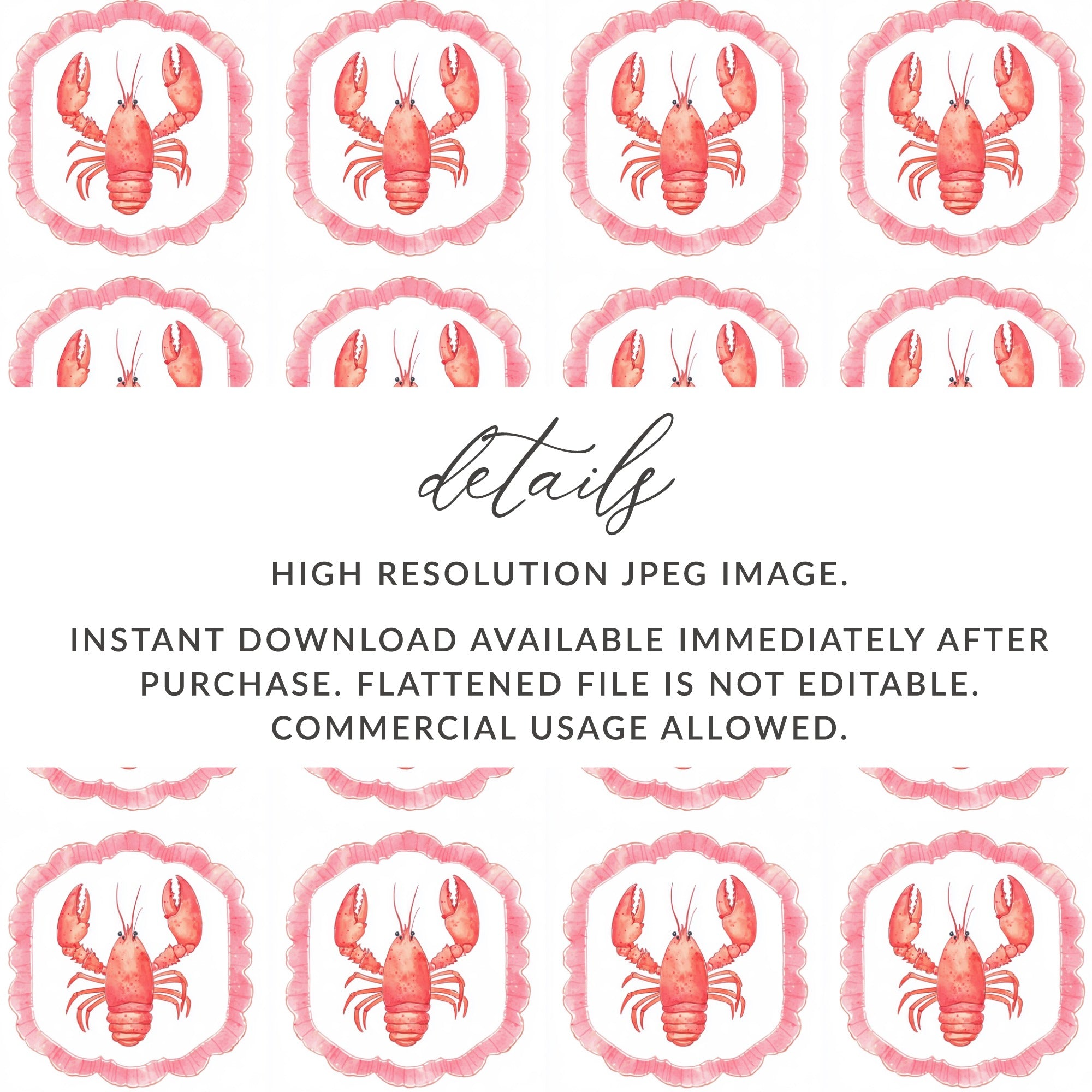 Red Lobster Pink Scallop Border Digital Pattern product type