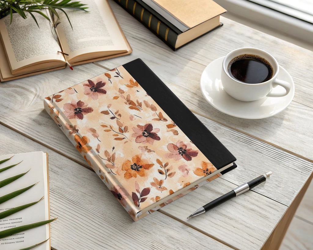 Floral Journal with Black Spine - Beautiful Notebook