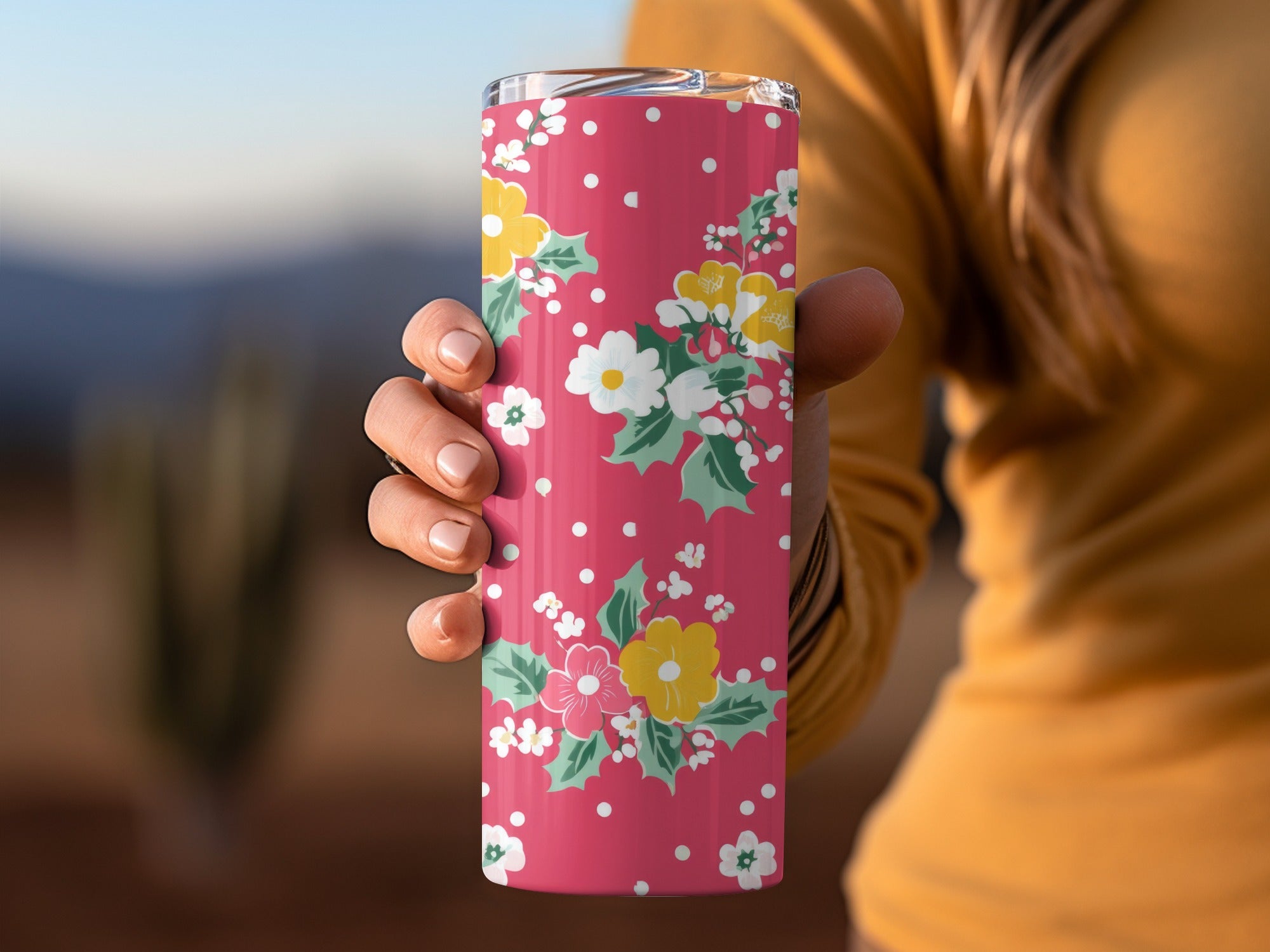 Floral and Polka Dot Insulated Tumbler Cup