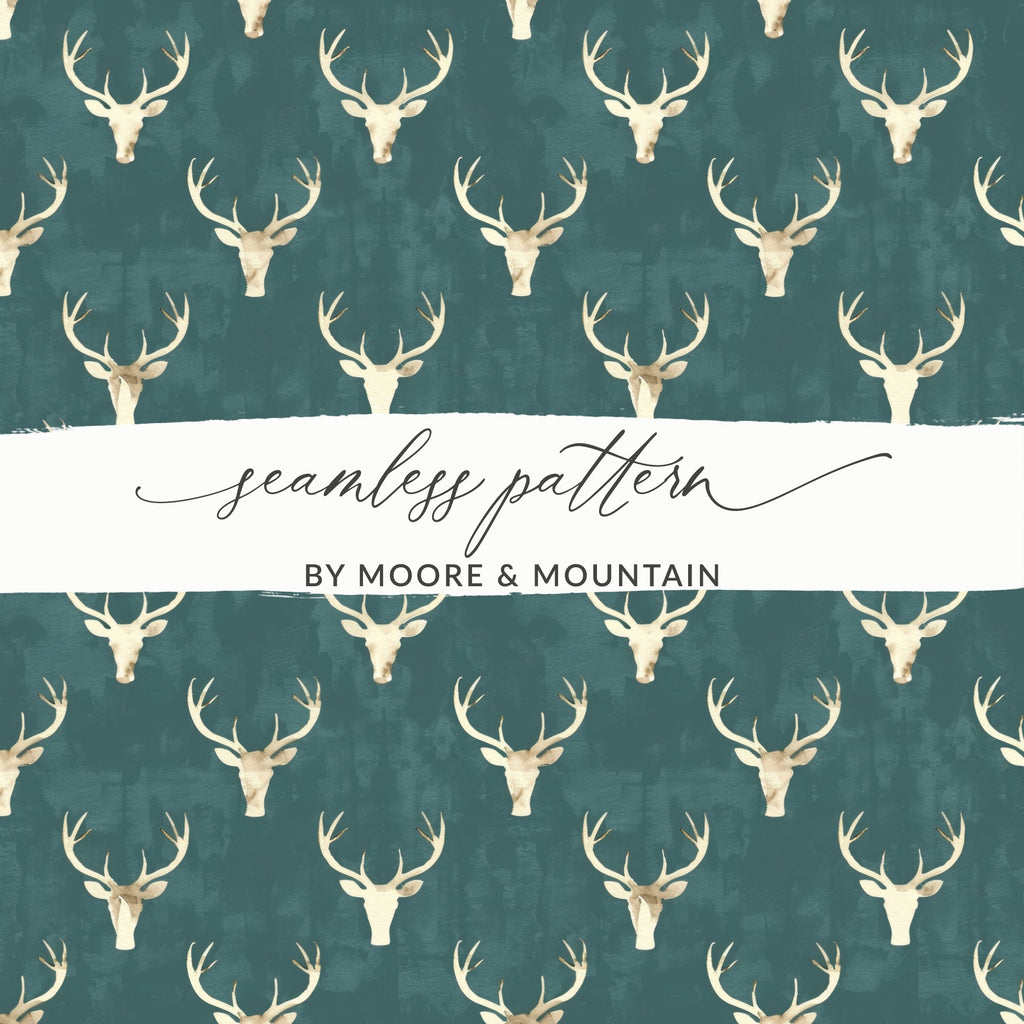 Deer Head Pattern Seamless Design by Moore and Mountain