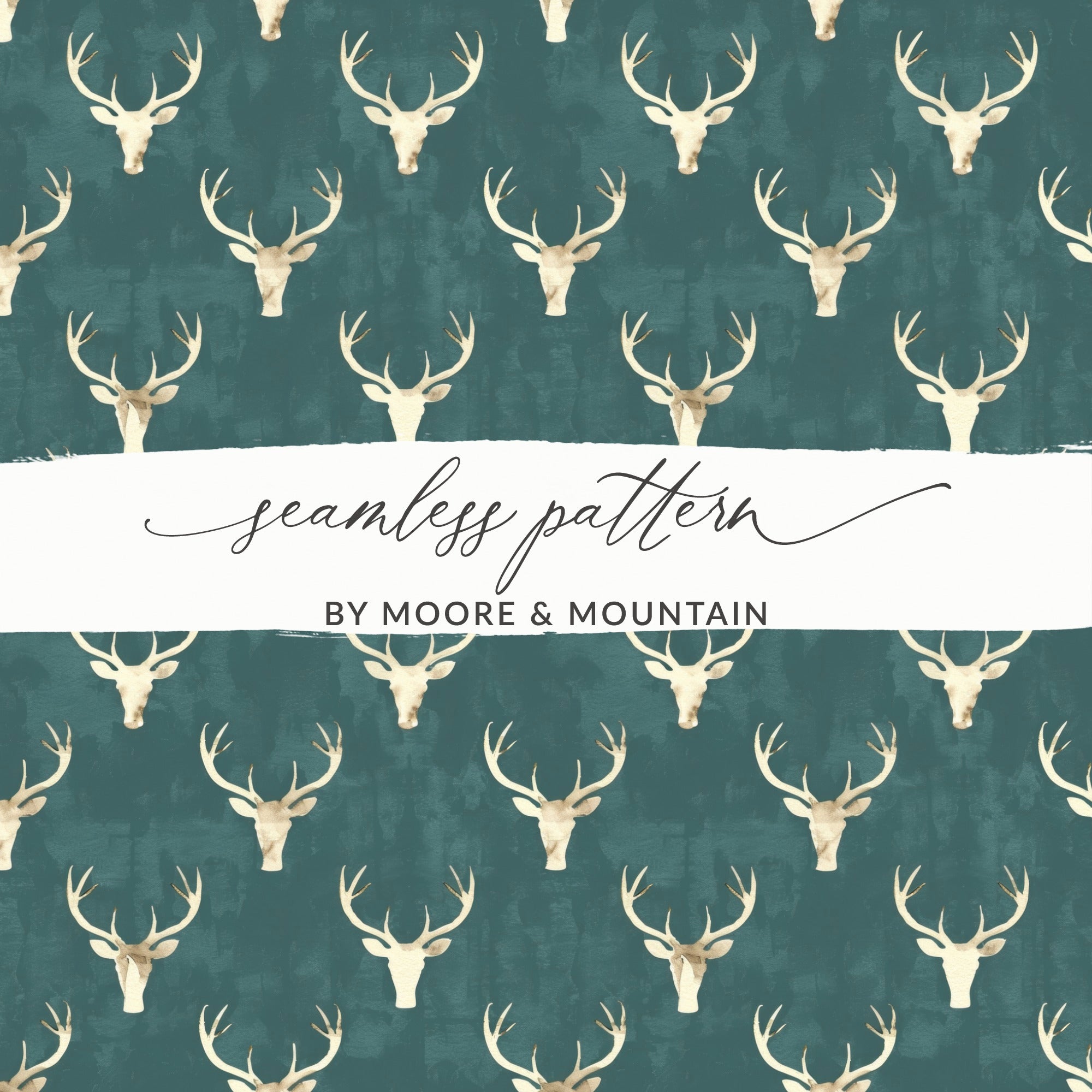 Deer Head Pattern Seamless Design by Moore and Mountain
