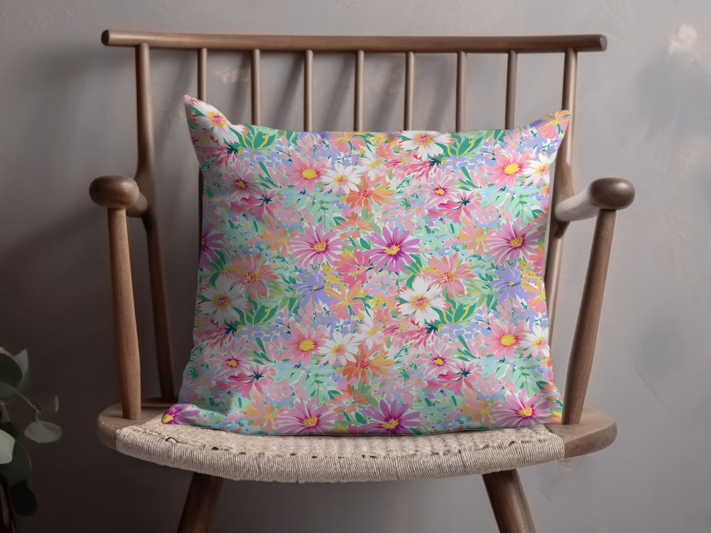 Vibrant Floral Pattern Throw Pillow for Home Decor