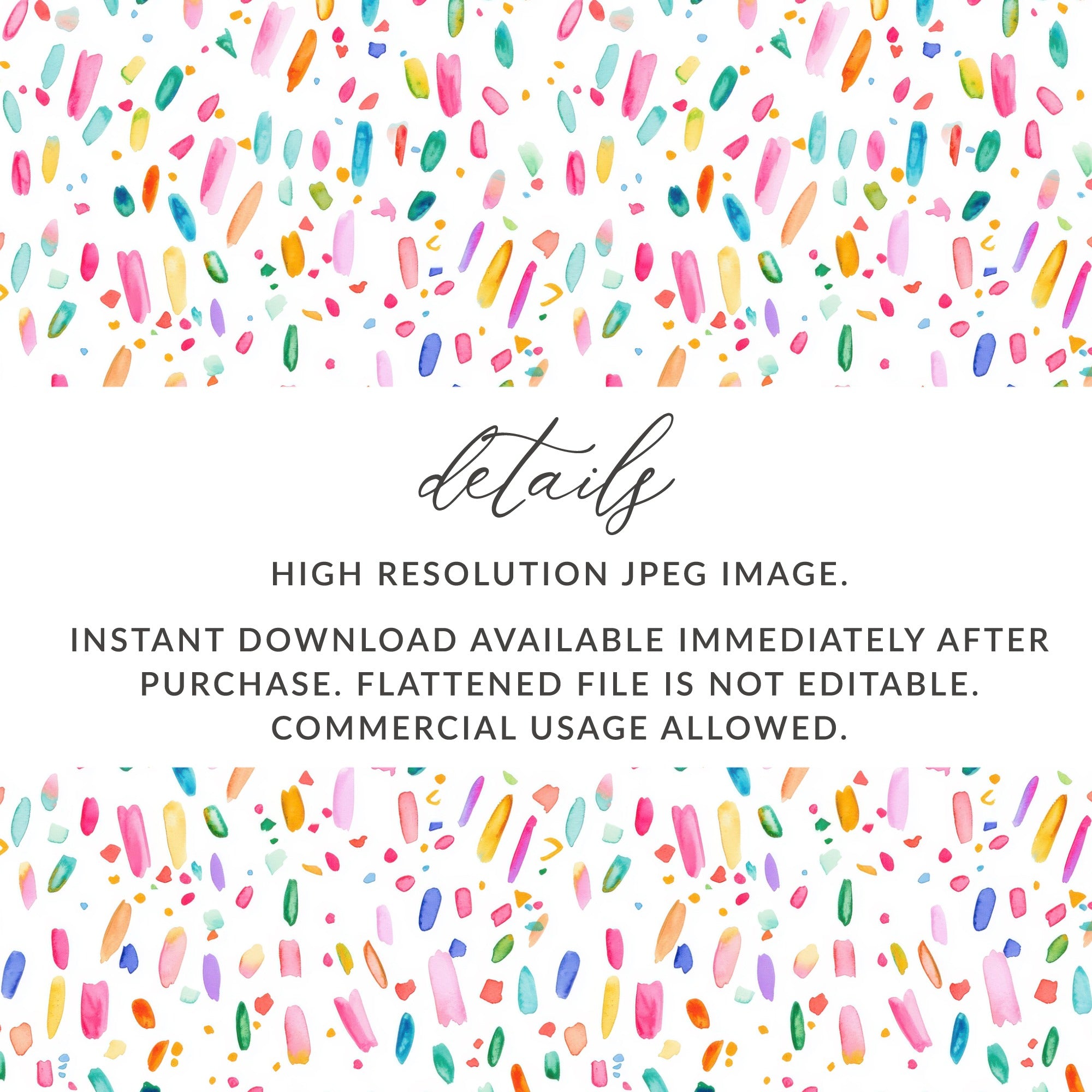 Vibrant Watercolor Multicolor Confetti Digital Art File