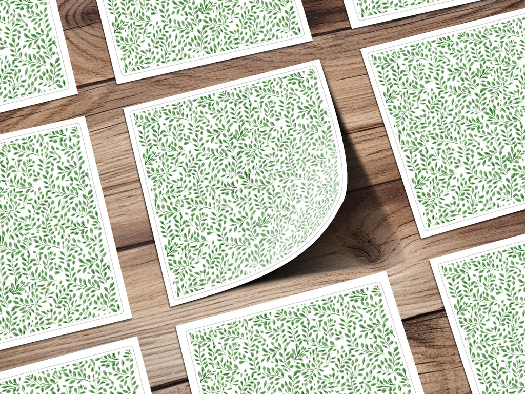 Green Leaf Pattern Square Art Prints for Home Decor