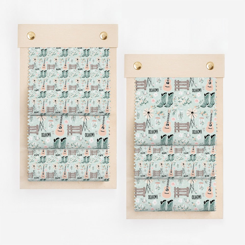 Oklahoma themed pattern design with guitars and boots